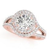 14K Rose Gold 1 ct Diamond Halo Engagement Ring