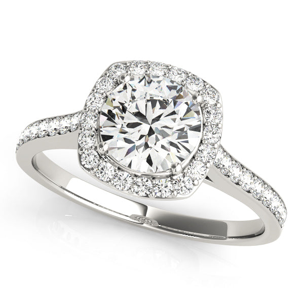 Diamond Halo Engagement Ring in Premium Setting