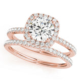 14K Rose Gold 1 CT Diamond Halo Engagement Ring