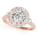 18K Rose Gold Round Diamond Halo Engagement Ring