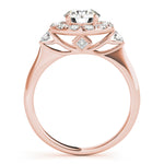 18K Rose Gold Round Diamond Halo Engagement Ring