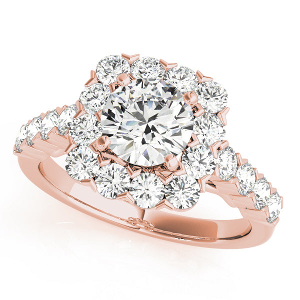 14K Rose Gold Diamond Halo Engagement Ring 2.25ctw