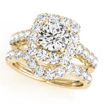 14K Yellow Gold Round Diamond Halo Engagement Ring