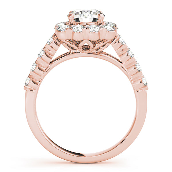 14K Rose Gold Diamond Halo Engagement Ring 2.25ctw