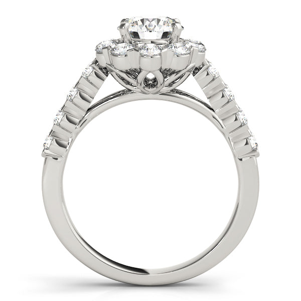 Round Diamond Halo Engagement Ring in Premium Setting