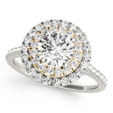 14K Yellow Gold Round Diamond Halo Engagement Ring