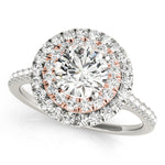 14K Rose Gold 1 CT Diamond Halo Engagement Ring