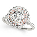 14K Rose Gold 1 CT Diamond Halo Engagement Ring