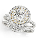 14K Yellow Gold Round Diamond Halo Engagement Ring