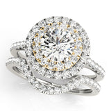 14K Yellow Gold Round Diamond Halo Engagement Ring