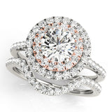 14K Rose Gold 1 CT Diamond Halo Engagement Ring