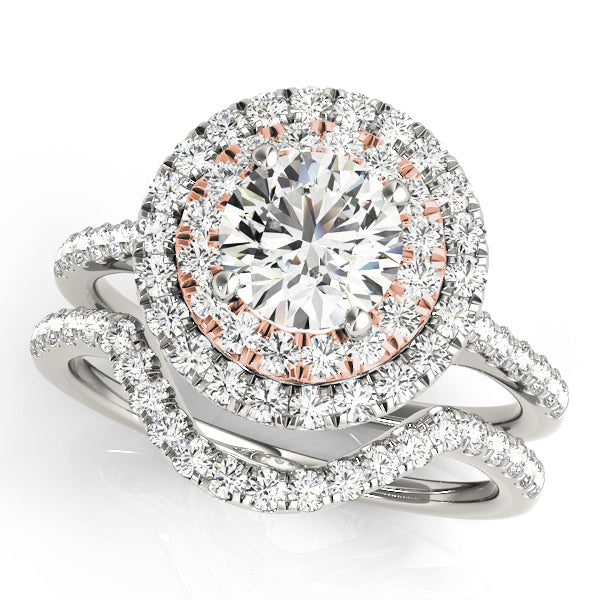 14K Rose Gold 1 CT Diamond Halo Engagement Ring