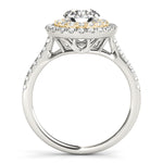 14K Yellow Gold Round Diamond Halo Engagement Ring