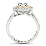 14K Yellow Gold Round Diamond Halo Engagement Ring