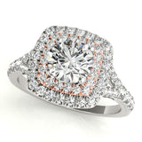 14K Rose Gold 1.5ctw Round Diamond Halo Ring