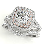 14K Rose Gold 1.5ctw Round Diamond Halo Ring