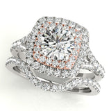 14K Rose Gold 1.5ctw Round Diamond Halo Ring