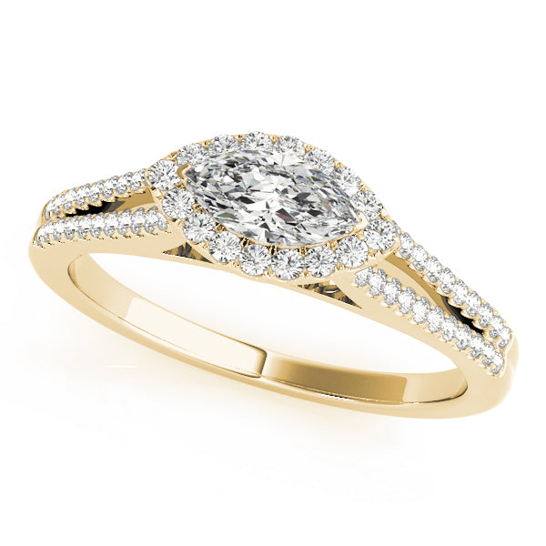 18K Yellow Gold 1.33ctw Marquise Diamond Halo Ring