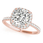 14K Rose Gold Cushion Diamond Halo Engagement Ring