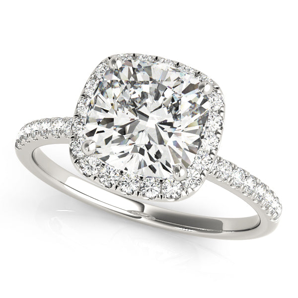 0.5 CT Cushion Diamond Halo Engagement Ring