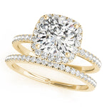 14K Yellow Gold Cushion Diamond Halo Ring