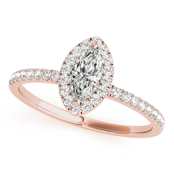 14K Rose Gold Marquise Diamond Engagement Ring