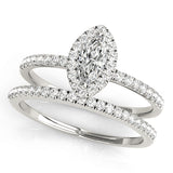 1.0 CT Marquise Diamond Halo Engagement Ring