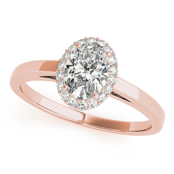 18K Rose Gold Oval Diamond Halo Engagement Ring