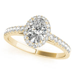 14K Yellow Gold Oval Diamond Engagement Ring with Halo