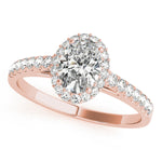 18K Rose Gold Diamond Oval Halo Engagement Ring