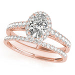 18K Rose Gold Diamond Oval Halo Engagement Ring