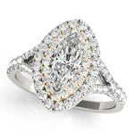 18K Yellow Gold Marquise Diamond Halo Ring
