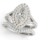 18K Yellow Gold Marquise Diamond Halo Ring