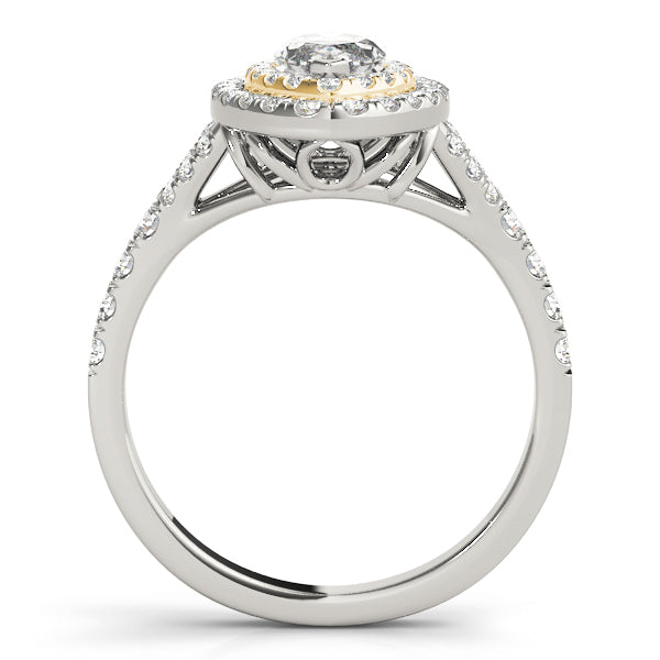 18K Yellow Gold Marquise Diamond Halo Ring