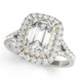 14K Yellow Gold Emerald Diamond Halo Ring