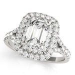 Emerald Diamond Halo Engagement Ring