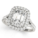 Emerald Diamond Halo Engagement Ring