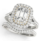 14K Yellow Gold Emerald Diamond Halo Ring