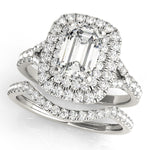 Emerald Diamond Halo Engagement Ring