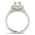 14K Yellow Gold Emerald Diamond Halo Ring