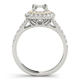14K Yellow Gold Emerald Diamond Halo Ring