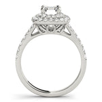 Emerald Diamond Halo Engagement Ring