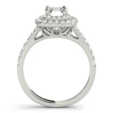 Emerald Diamond Halo Engagement Ring