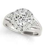 1 CT Round Diamond Halo Engagement Ring