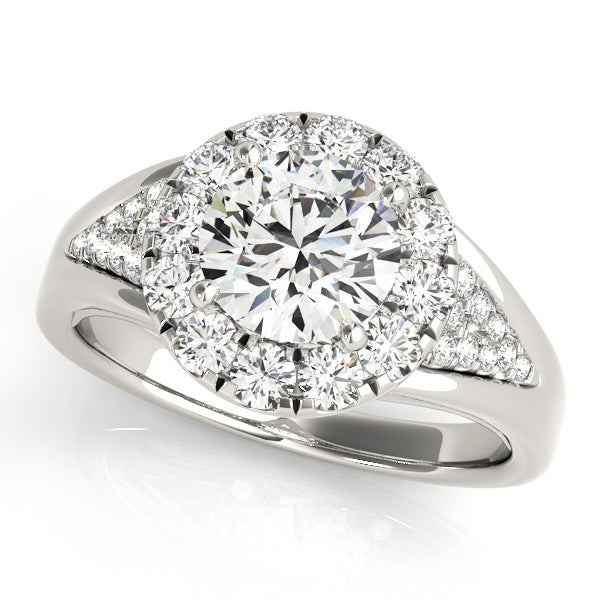 1 CT Round Diamond Halo Engagement Ring
