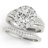 1 CT Round Diamond Halo Engagement Ring