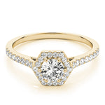 18K Yellow Gold Round Diamond Halo Engagement Ring