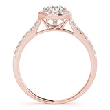 14K Rose Gold Round Diamond Halo Engagement Ring
