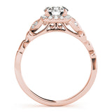 18K Rose Gold Round Diamond Halo Engagement Ring