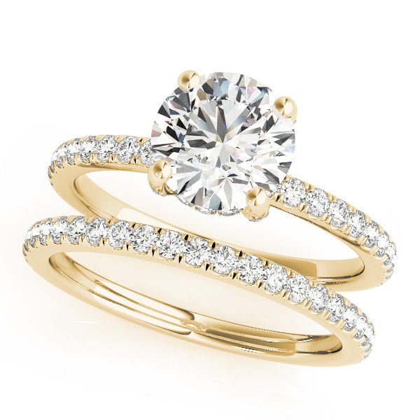 14K Yellow Gold 1 CT Diamond Halo Engagement Ring